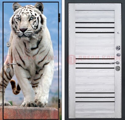 Стальная дверь с фотопечатью тигра ДФ-12 в Электроуглях
