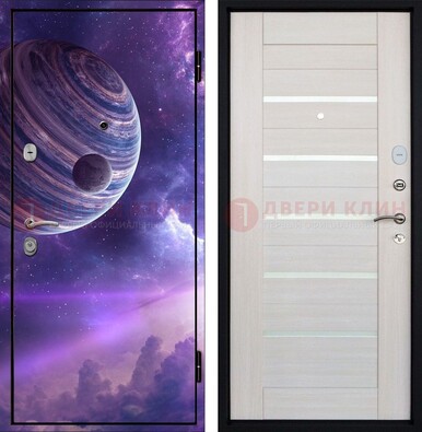 Стальная дверь с фотопечатью планеты ДФ-19 в Электроуглях