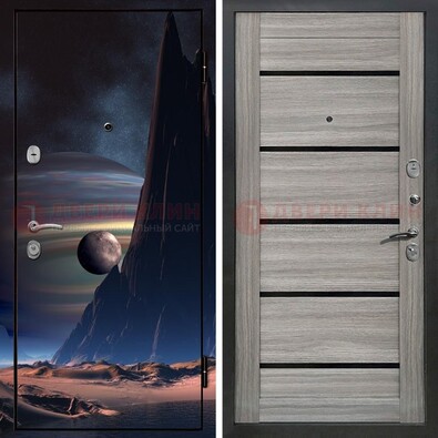Стальная дверь с фотопечатью космоса ДФ-49 в Электроуглях