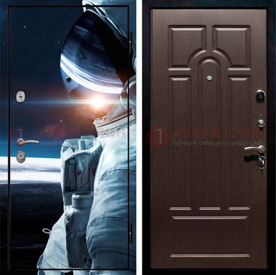 Стальная дверь с фотопечатью космонавта ДФ-4 в Электроуглях