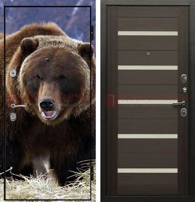 Железная дверь с фотопечатью медведя ДФ-7 в Электроуглях