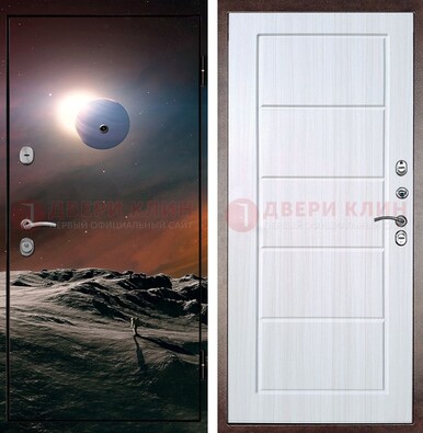 Стальная дверь с фотопечатью планет ДФ-8 в Электроуглях