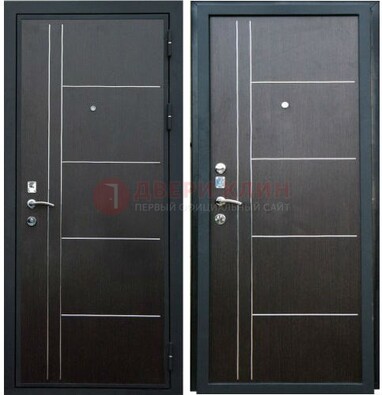 Наружная темная стальная дверь с МДФ ДМ-104 в Электроуглях