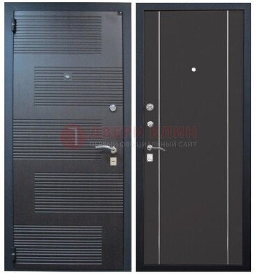 Темная металлическая дверь с МДФ ДМ-105 в деревянный дом в Электроуглях