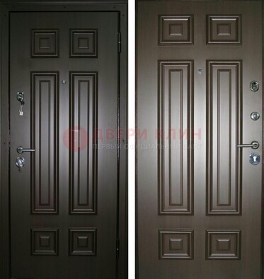 Темная металлическая дверь с МДФ ДМ-136 в квартиру в Электроуглях