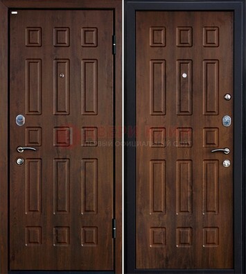 Коричневая металлическая дверь с МДФ ДМ-156 для квартиры в Электроуглях