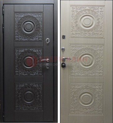 Темная стальная дверь с МДФ ДМ-161 для коттеджа в Электроуглях