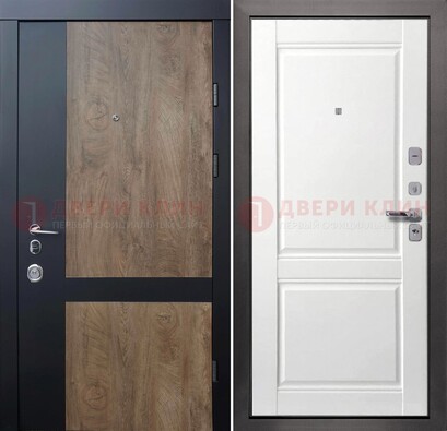 Черно-коричневая входная дверь с терморазрывом и МДФ ДМ-192 в Электроуглях
