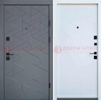 Серая металлическая дверь МДФ с узором  ДМ-224 в Электроуглях