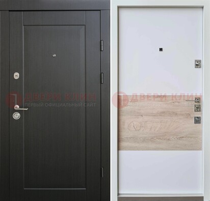 Черная металлическая дверь с белой МДФ внутри ДМ-230 в Электроуглях