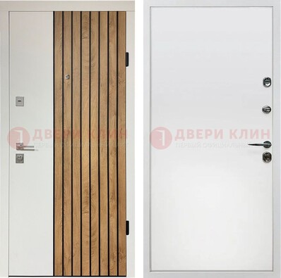 Белая с коричневой вставкой филенчатая дверь МДФ ДМ-278 в Электроуглях