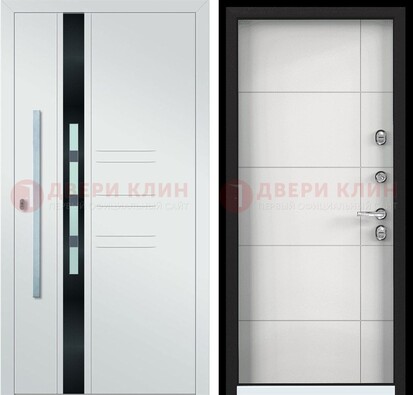 Металлическая дверь в белом цвете с МДФ ДМ-323 в Электроуглях