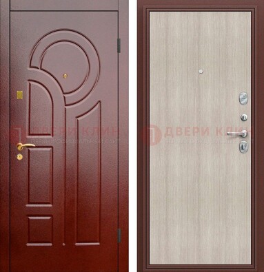 Красная металлическая дверь с МДФ панелями ДМ-368 в Электроуглях