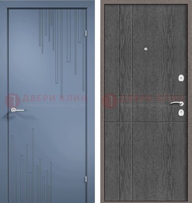 Синяя металлическая дверь МДФ в квартиру ДМ-434 в Электроуглях