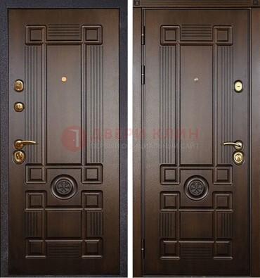 Квартирная коричневая железная дверь с МДФ ДМ-45 в Электроуглях