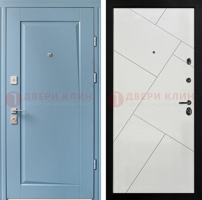Синяя железная дверь с МДФ панелями ДМ-491 в Электроуглях