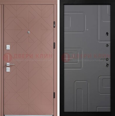 Красная стальная дверь в квартиру с МДФ хайтек ДМ-493 в Электроуглях