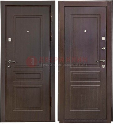 Антивандальная коричневая железная дверь с МДФ ДМ-61 в Электроуглях