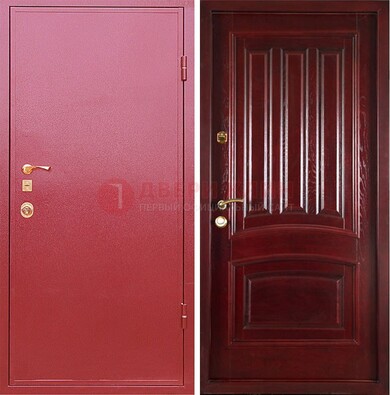 Красная металлическая дверь с порошковым напылением ДП-165 в Электроуглях