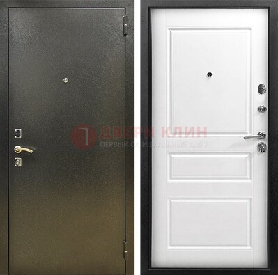 Входная дверь Темное серебро с порошковым напылением и белой МДФ ДП-272 в Электроуглях