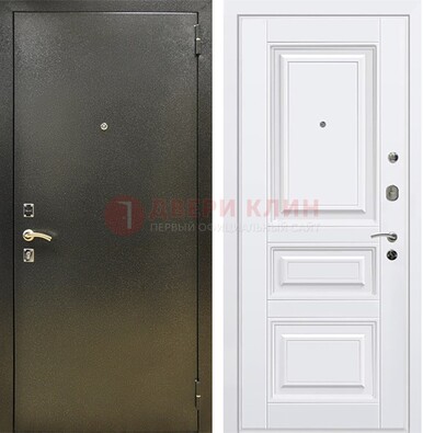 Железная темно-серая дверь с порошковым напылением и белой МДФ ДП-274 в Электроуглях