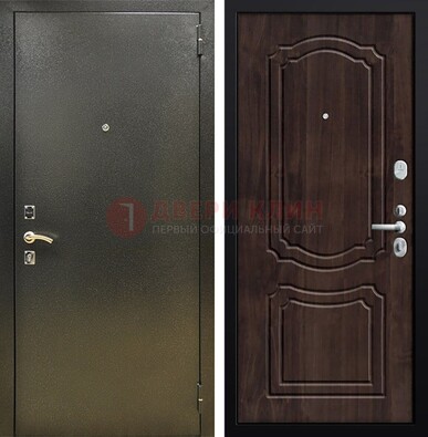 Темно-серая железная дверь с порошковым покрытием и коричневой МДФ ДП-288 в Электроуглях