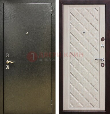 Темно-серая железная дверь с порошковым покрытием и филенчатой МДФ ДП-289 в Электроуглях