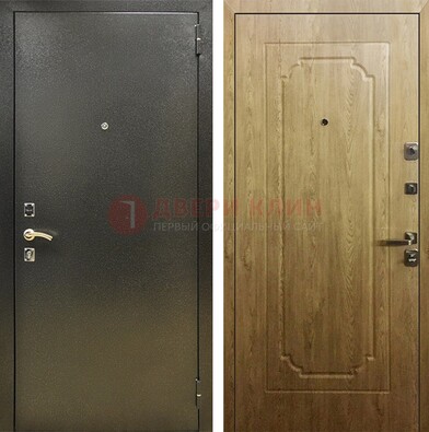 Темно-серая входная дверь с порошковым покрытием и МДФ Золотой дуб ДП-291 в Электроуглях