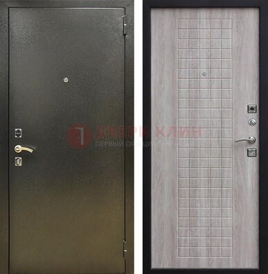Железная темная дверь с порошковым покрытием и филенчатой МДФ ДП-297 в Электроуглях