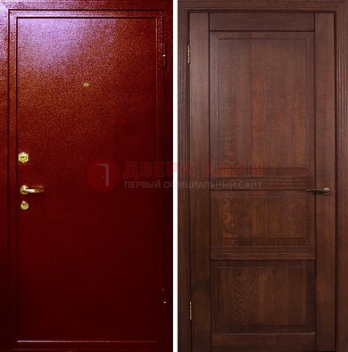 Красная железная дверь с порошковым окрасом ДП-58 в Электроуглях
