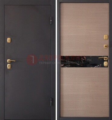 Коричневая металлическая дверь с порошковым окрасом ДП-82 в Электроуглях