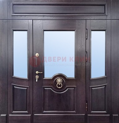 Филенчатая металлическая дверь с панелью МДФ и стеклом ДПР-102 в Электроуглях