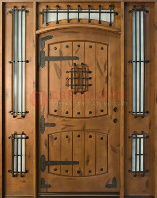 Парадная дверь с коваными элементами ДПР-68 в коттедж в Электроуглях