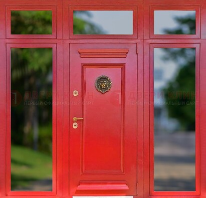 Красная парадная дверь для частного дома ДПР-88 в Электроуглях