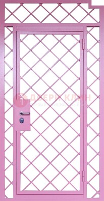 Розовая металлическая решетчатая дверь ДР-15 в Электроуглях