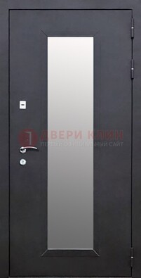 Черная стальная дверь порошок со стеклом ДС-33 в Электроуглях