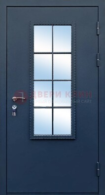 Темная металлическая дверь порошок со стеклом ДС-34 в Электроуглях