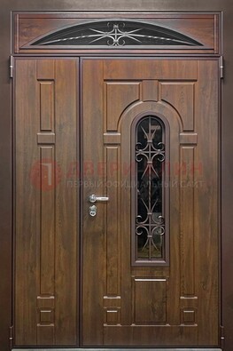 Большая металлическая дверь со стеклом и ковкой ДСК-145 в Электроуглях