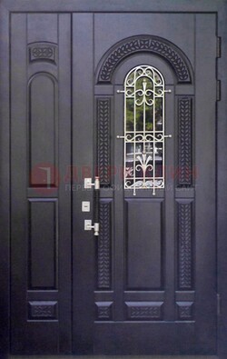 Входная дверь Винорит со стеклом и ковкой с узором ДСК-270 в Электроуглях