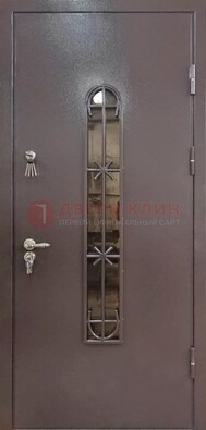 Металлическая дверь Порошок с небольшим стеклом и ковкой ДСК-282 в Электроуглях