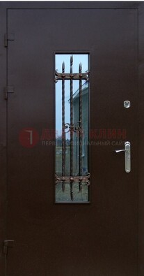 Надежная металлическая дверь со стеклом и ковкой ДСК-47 в Электроуглях