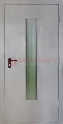 Белая металлическая противопожарная дверь со стеклянной вставкой ДТ-2 в Электроуглях