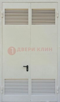 Белая металлическая противопожарная дверь с вентиляционной решеткой ДТ-6 в Электроуглях