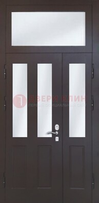 Черная тамбурная дверь со стеклянными вставками ДТМ-38 в Электроуглях