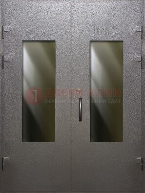 Серая тамбурная дверь со стеклянными вставками ДТМ-8 в Электроуглях