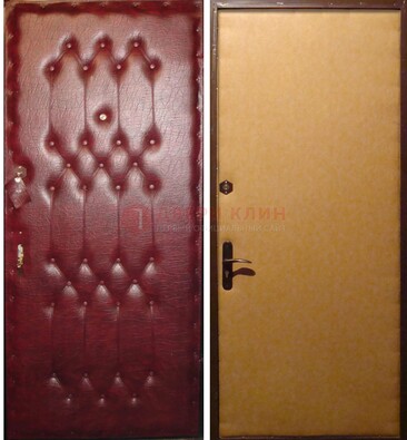 Бордовая металлическая дверь с винилискожей ДВ-1 в Электроуглях