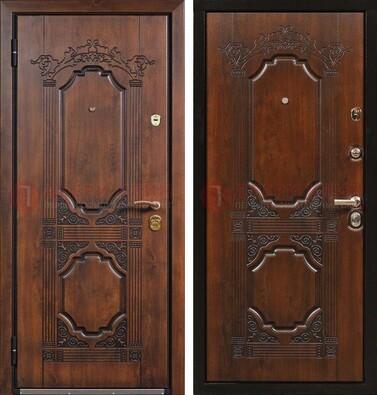 Коричневая железная дверь с виноритом и узором ДВТ-211 в Электроуглях