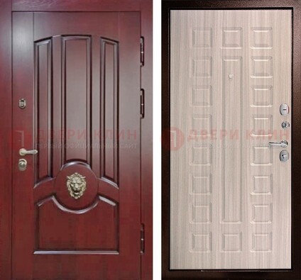 Темно-красная входная дверь с виноритом ДВТ-234 в Электроуглях