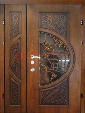 Металлическая дверь с виноритом и резной панелью внутри ДВТ-70 в Электроуглях
