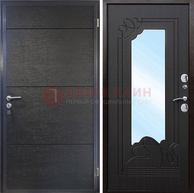 Темная Железная дверь c виноритом и МДФ с зеркалом ДЗ-119 в Электроуглях